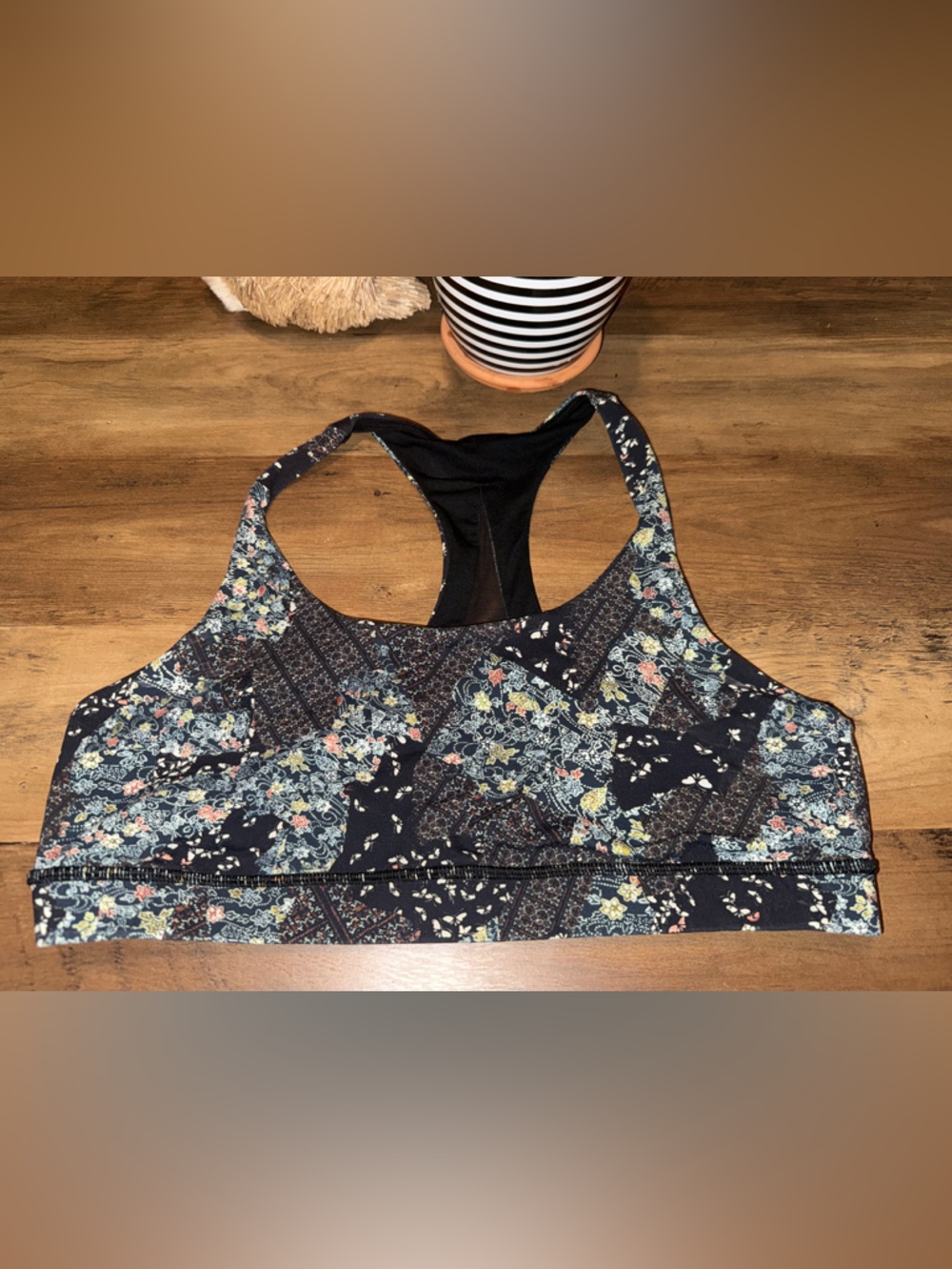 lululemon athletica Floral Patchwork Black Sports Bra